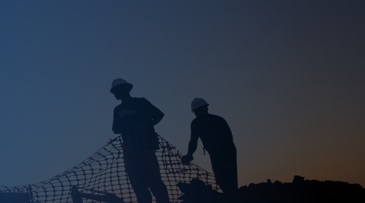 Boardwalk field crew silhouetted at dusk
